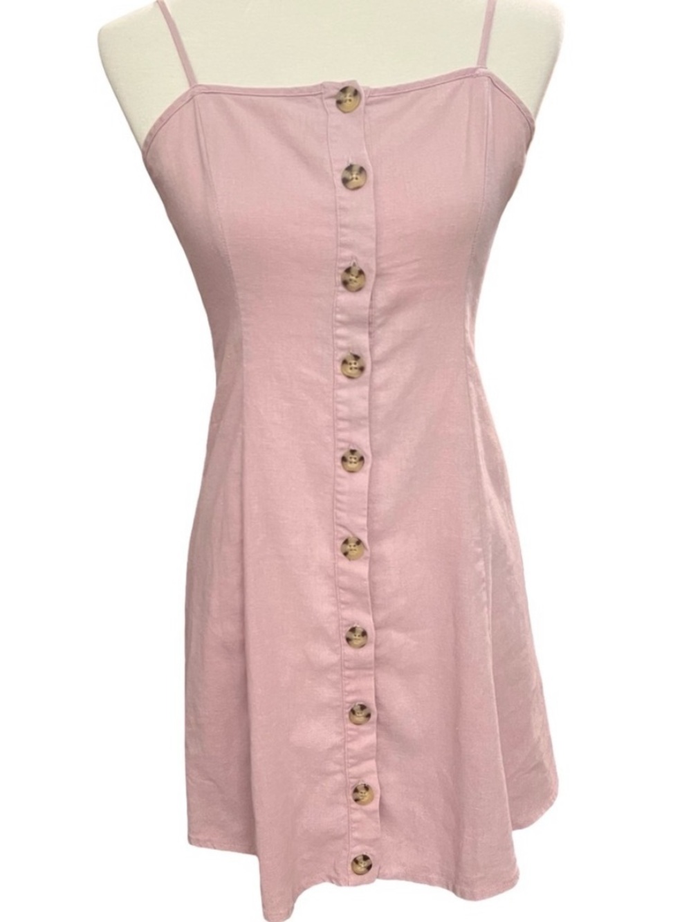Linen Blush Pink Mini Dress